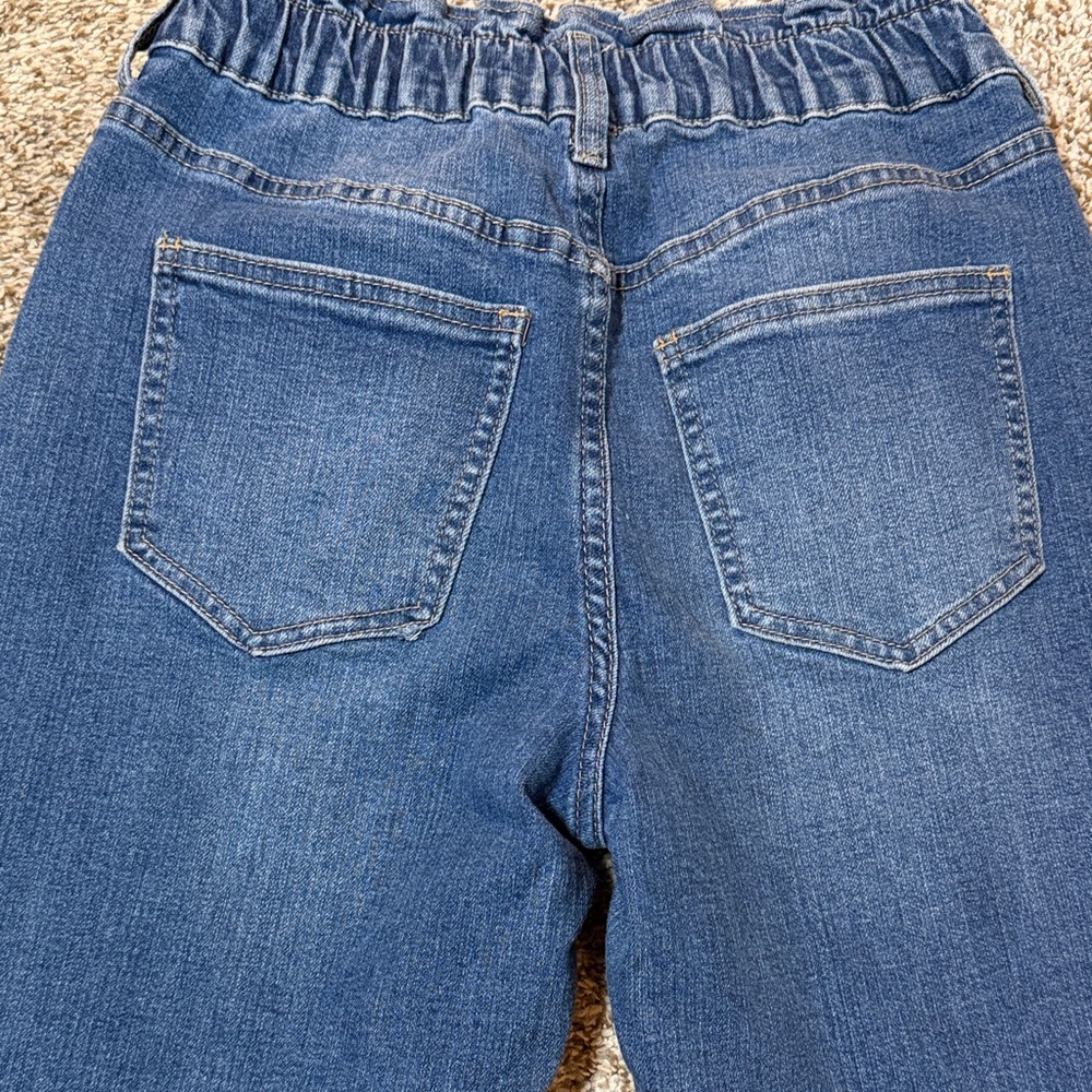 YMI Dream High-Waist Distressed Blue Denim Jeans with Elastic Waist. - Picture 7 of 8